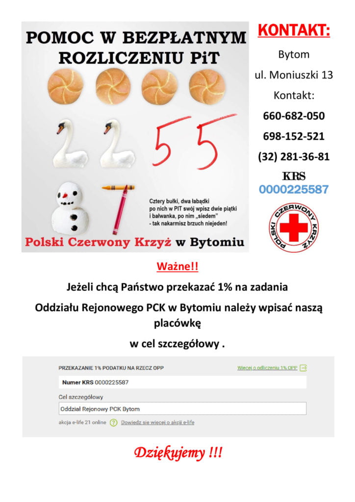Rozlicz bezpłatnie PIT z PCK w Bytomiu